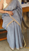 Dusty lavender tussar silk saree