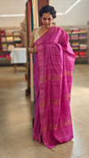 Bright pink jute silk saree