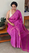 Bright pink jute silk saree