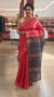 Dark peach and grey jute silk saree