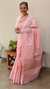 Baby pink tussar silk saree - 9TF