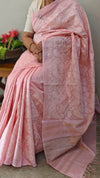 Baby pink tussar silk saree - 9TF