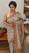 Taupe shade tussar silk saree - 9TF
