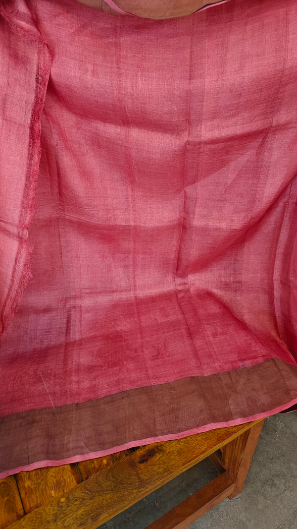 Green floral printed tussar silk saree