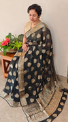 Black banarasi georgette saree