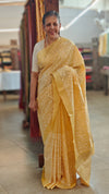 Yellow embroidered tussar silk saree - KJ87