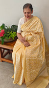 Yellow embroidered tussar silk saree - KJ87
