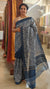 Navy blue embroidered tussar silk saree - KJ87