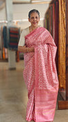 Blush pink embroidered tussar silk saree - KJ87