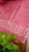 Blush pink embroidered tussar silk saree - KJ87