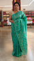 Turquoise green checked tussar silk saree - NZ91