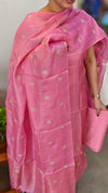 Flamengo pink embroidered checked tussar suit - 81NZ