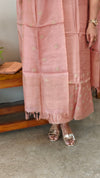 Dusty peach embroidered checked tussar silk suit - 81NZ