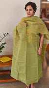 Olive green net kota suit