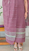 deep brown semi tussar silk suit
