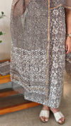 Grey block printed cotton suit