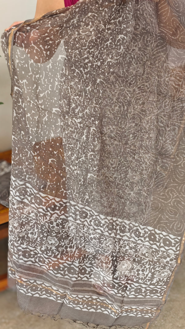 Grey block printed cotton suit