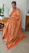 Burnt Peach Embroidered muslin saree