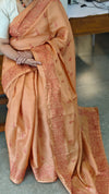 Burnt Peach Embroidered muslin saree