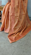 Burnt Peach Embroidered muslin saree