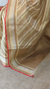 Golden and beige tissue silk saree