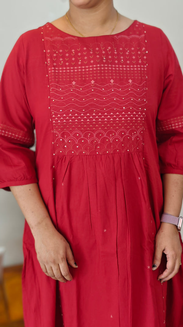Red cotton kurti set