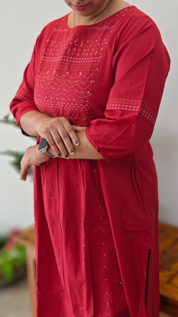 Red cotton kurti set