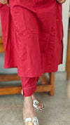 Red cotton kurti set