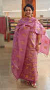 Lilac Embroidered tussar silk suit - LY62