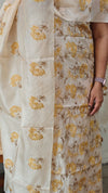 Cream embroidered tussar silk suit - LY62