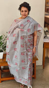 Light blue embroidered tussar silk suit - LY62