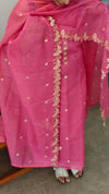 Pink embroidered net kota suit