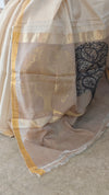 Light beige moonga tussar silk saree