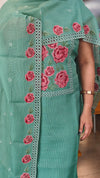 Green cutwork net kota suit