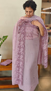 Lavender cutwork embroidered suit - C632