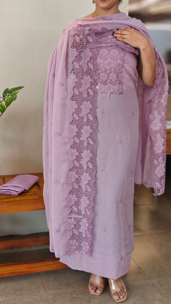 Lavender cutwork embroidered suit - C632