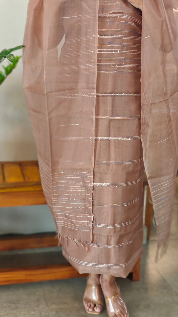Nude brown organza suit