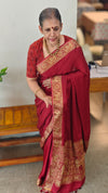 Dark red banarasi modal silk saree