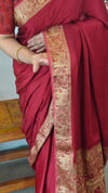 Dark red banarasi modal silk saree