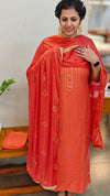 Dark orange party wear suit