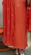 Dark orange party wear suit