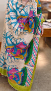 Kalamkari tussar silk suit in green and blue