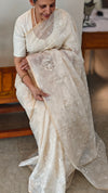 Cream shade silky kota saree with cutwork - NNF2