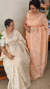 Cream shade silky kota saree with cutwork - NNF2