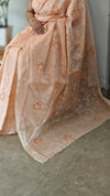 Peach shade silky kota saree with cutwork - NNF2