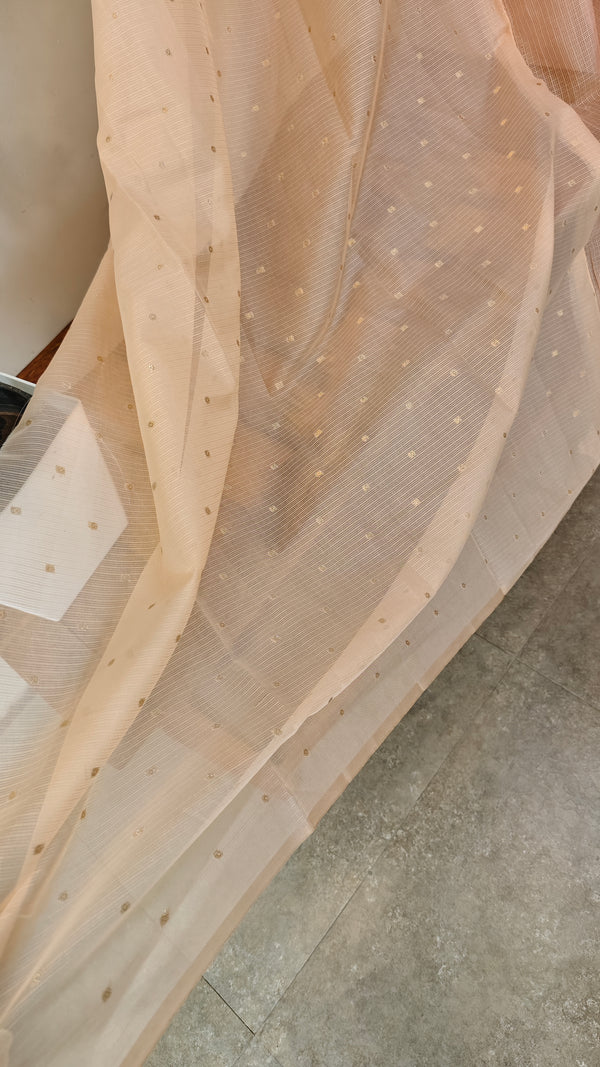 Peach shade silky kota saree with cutwork - NNF2