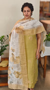 RH64 - Mustard applique embroidered linen cotton suit
