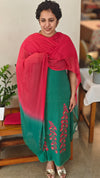 Green and redlinen salwar suit