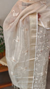 Golden cream embroidered tissue kota suit