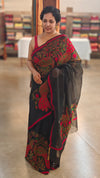Black embroidered net kota saree